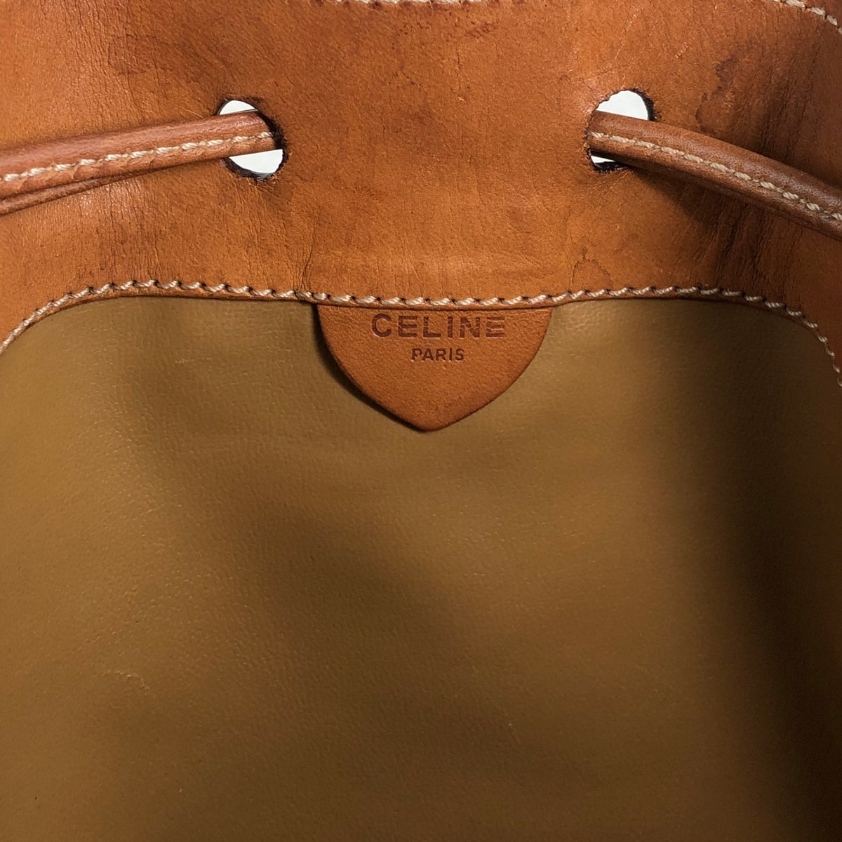 CELINE Macadam Blason Drawstring Shoulder bag Brown Vintage tc6d7e
