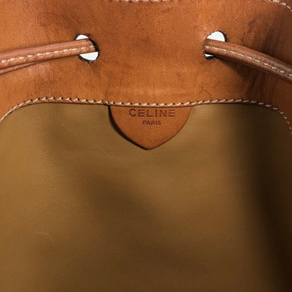 CELINE Macadam Blason Drawstring Shoulder bag Brown Vintage tc6d7e