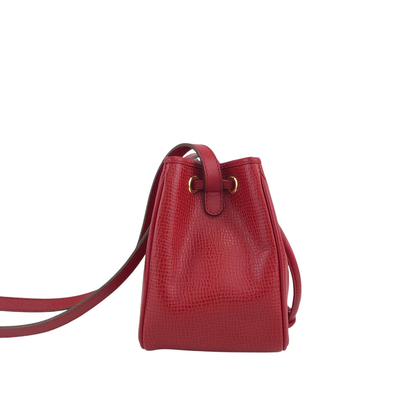 Christian Dior CD Logo Drawstring Shoulder bag Red Vintage puyi2b