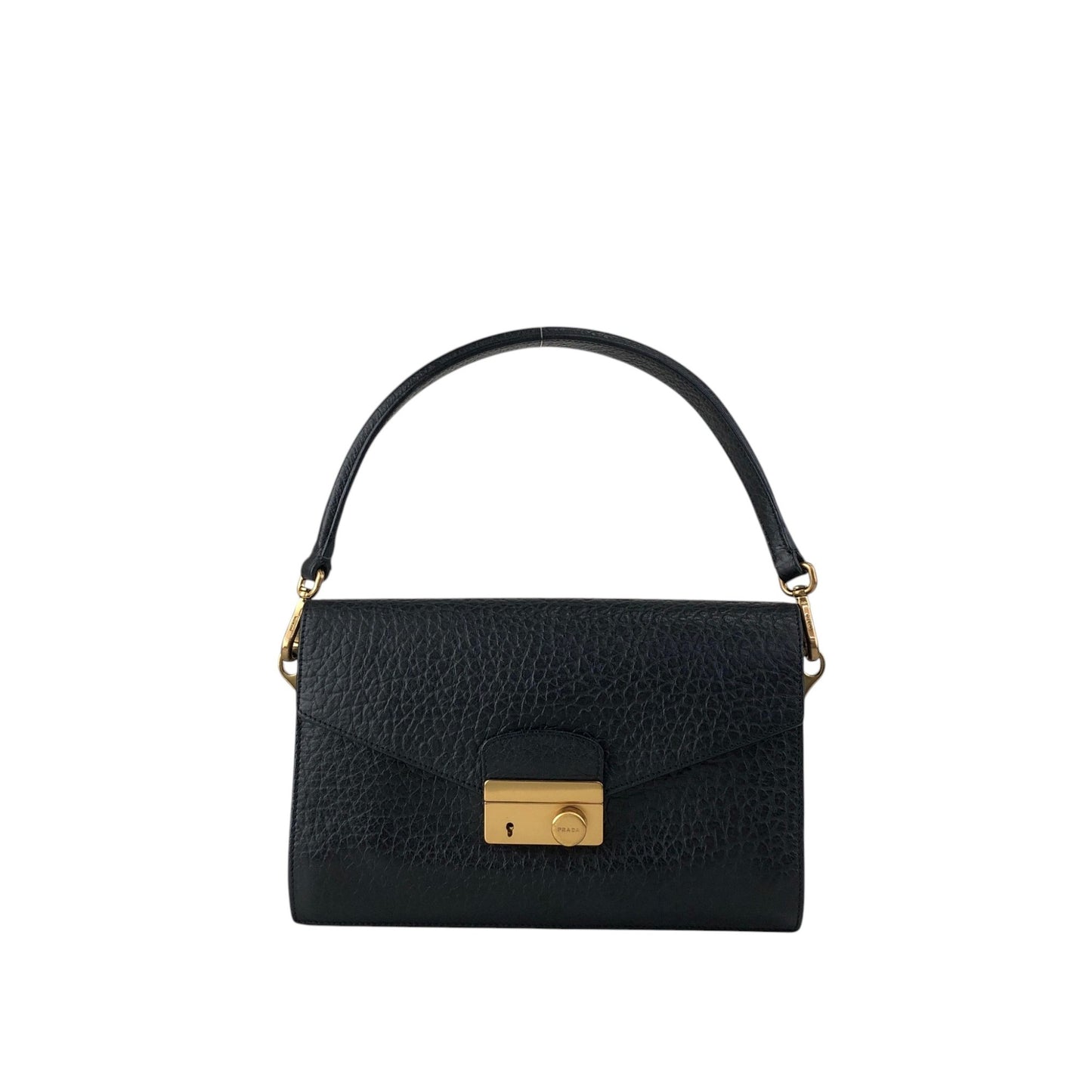 PRADA Lock Shoulder bag Black Vintage pjtker
