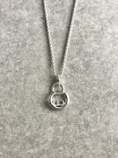 Christian Dior CD Logo Necklace Silver Vintage i6sati
