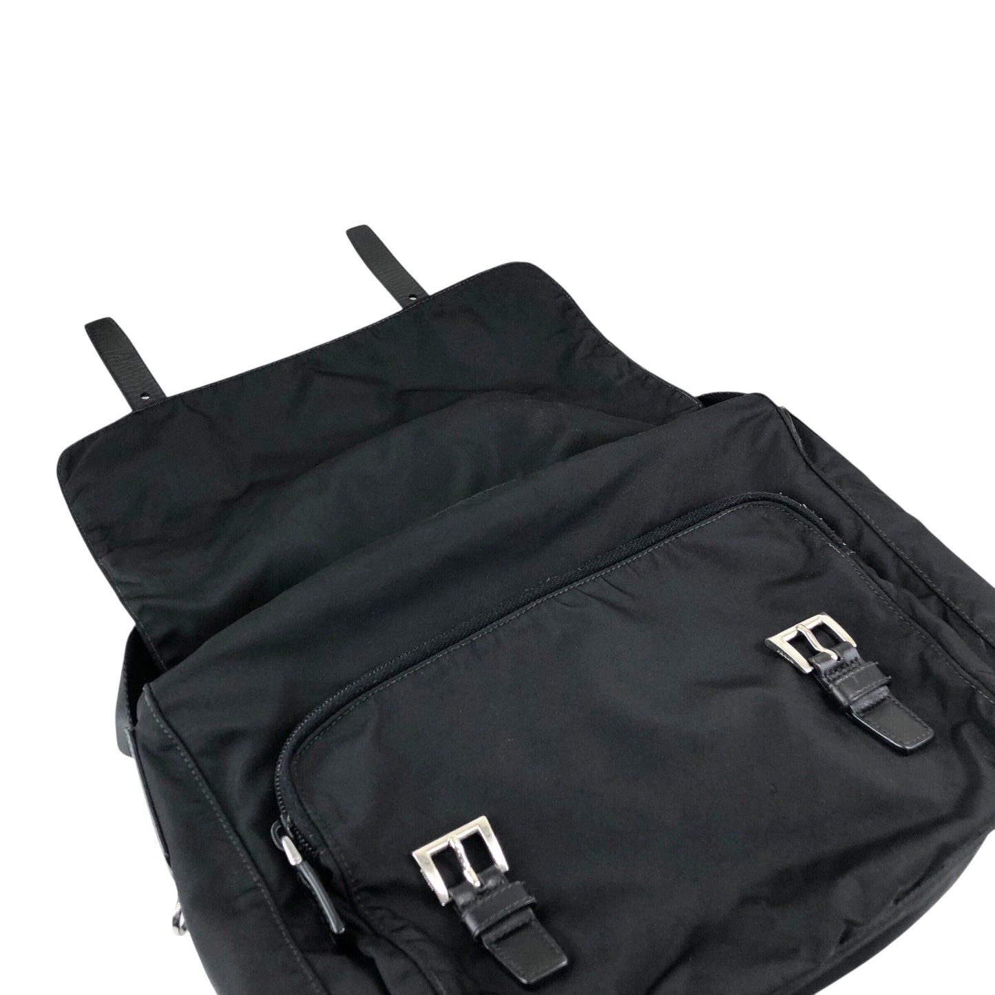 PRADA Tessueto Triangle Logo Shoulder bag Black Vintag vii5a2