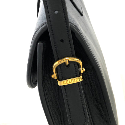 CELINE Gancini 皮革斜背包 黑色 復古 fjfw32 