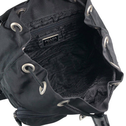 PRADA Tessuto Triangle Logo Double Pocket Backpack Black Vintage msvumv