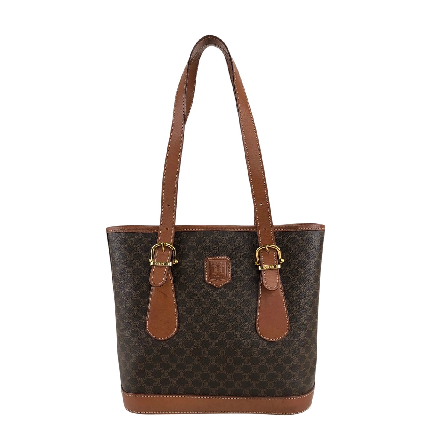 CELINE Macadam Blason Handbag Shoulder bag Brown Vintage 68dy6u