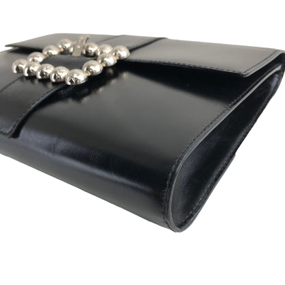 CELINE Starball Leather Clutch bag Black Vintage wcds3e