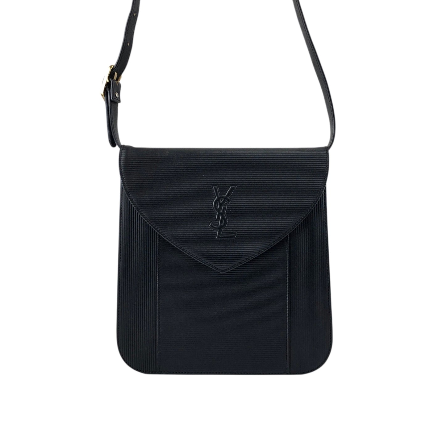 Yves Saint Laurent YSL Logo Shoulder bag Black Vintage 4x4vtu