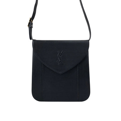 Yves Saint Laurent YSL Logo Shoulder bag Black Vintage 4x4vtu