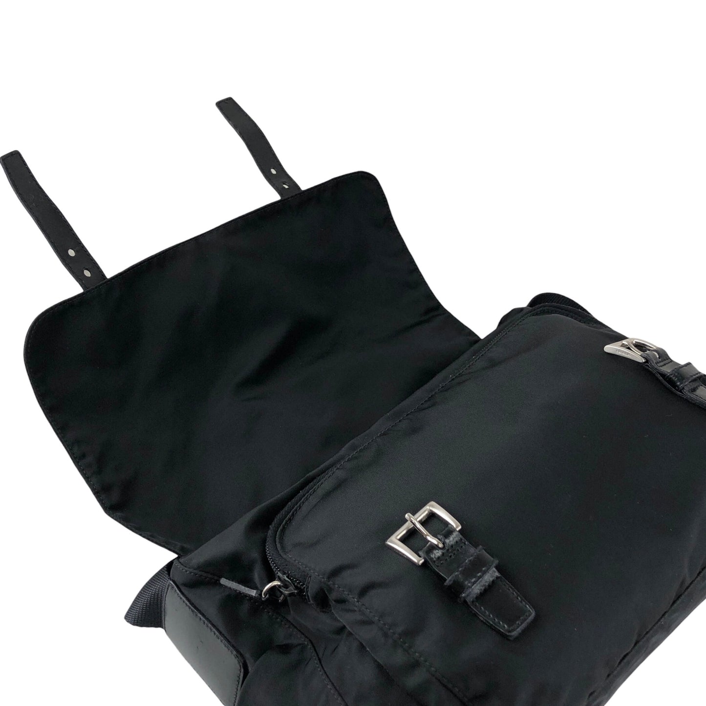 PRADA Tessuto Triangle Logo Shoulder bag Black Vintage wm6a24
