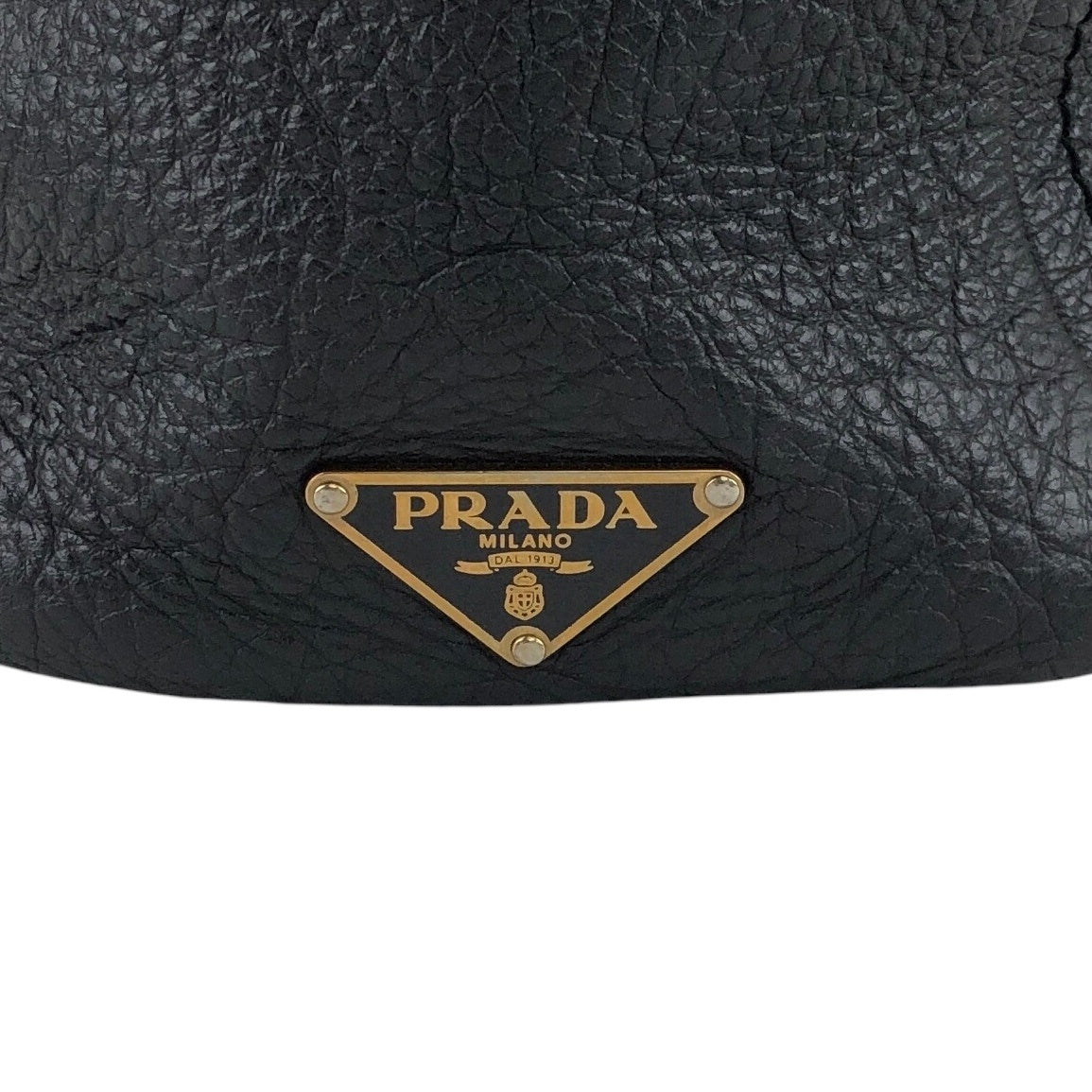 PRADA Triangle Logo Metal Clasp Handbag Black Vintage caemtz