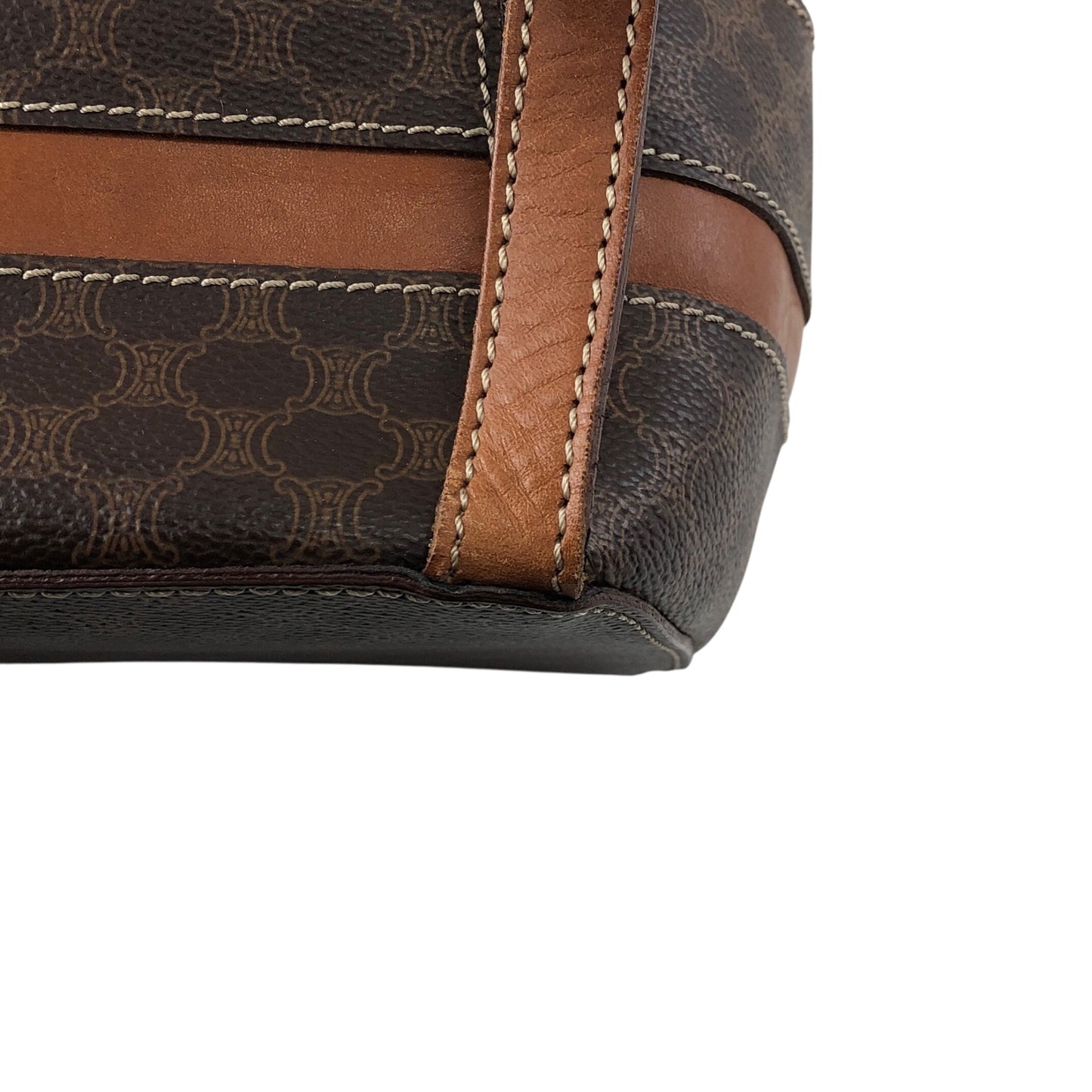 CELINE Macadam Logo Embossed Backpack Brown Vintage fbhpns