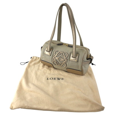 LOEWE Anagram Small Boston bag Handbag Beige Vintage mym6vr