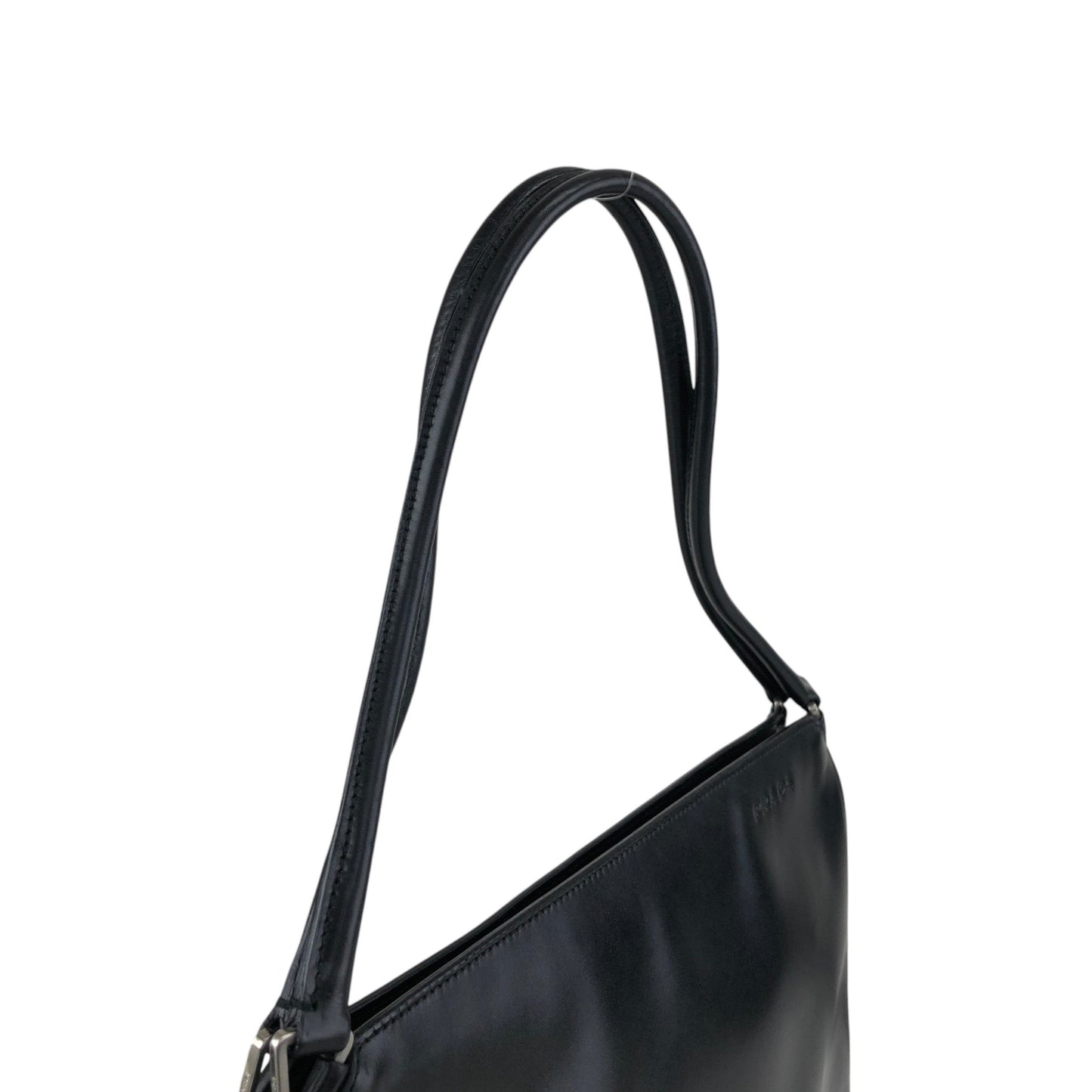 PRADA Logo Embossed Shoulder bag Black T4Q8CGH Vintage duepcf