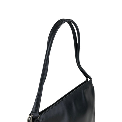 PRADA Logo Embossed Shoulder bag Black T4Q8CGH Vintage duepcf
