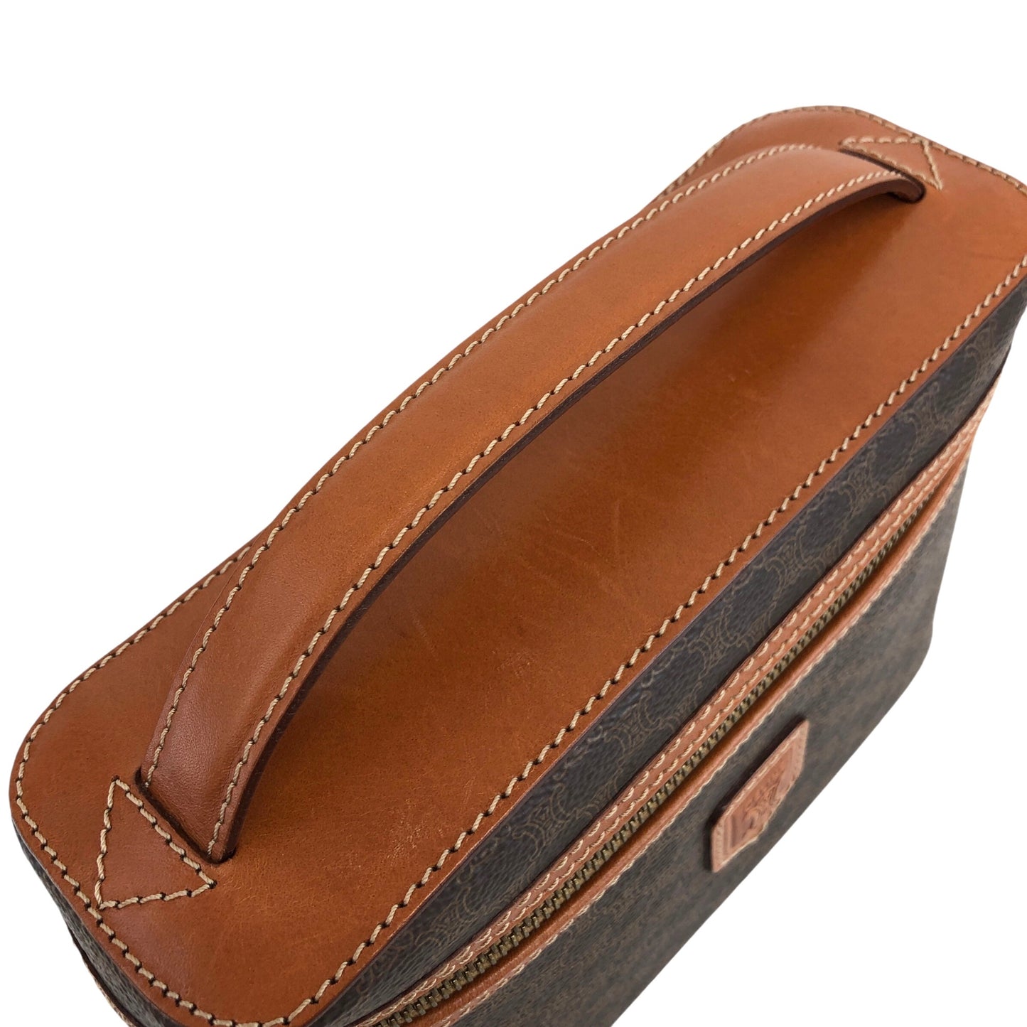 CELINE Macadam Blason Handbag Vanity bag Brown Vintage 4upm5f