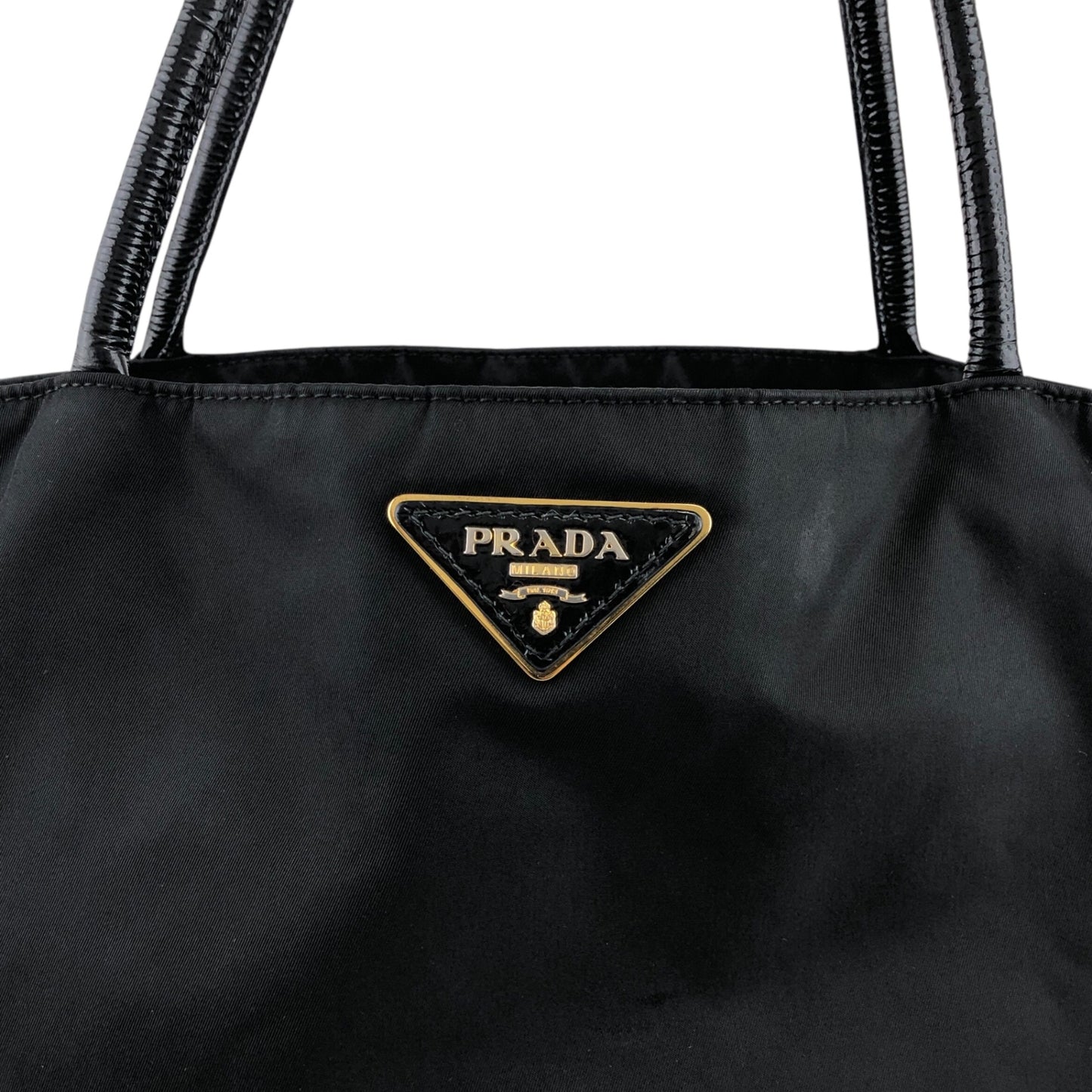 PRADA Tessuto Triangle Logo Handbag Black Vintage yiktvs