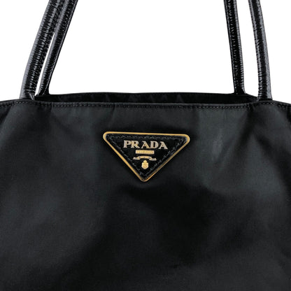 PRADA Tessuto Triangle Logo Handbag Black Vintage yiktvs