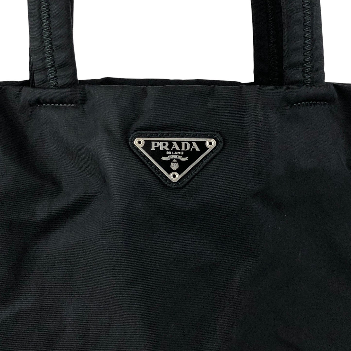 PRADA Tessuto Triangle Logo Handbag Totebag Black Vintage jsx3zw