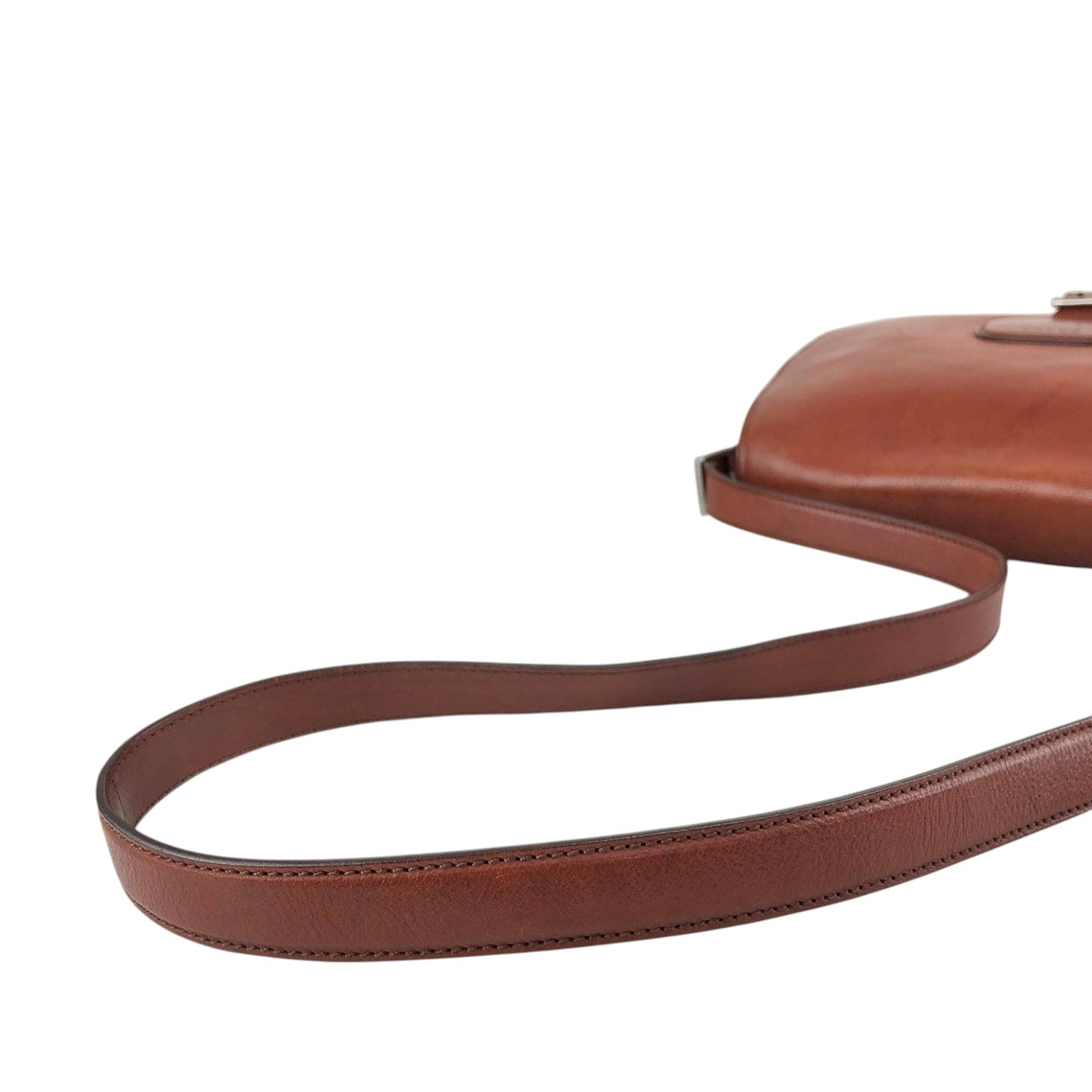 PRADA Logo Front Buckle  Shoulder bag Brown Vintage rhwnn2
