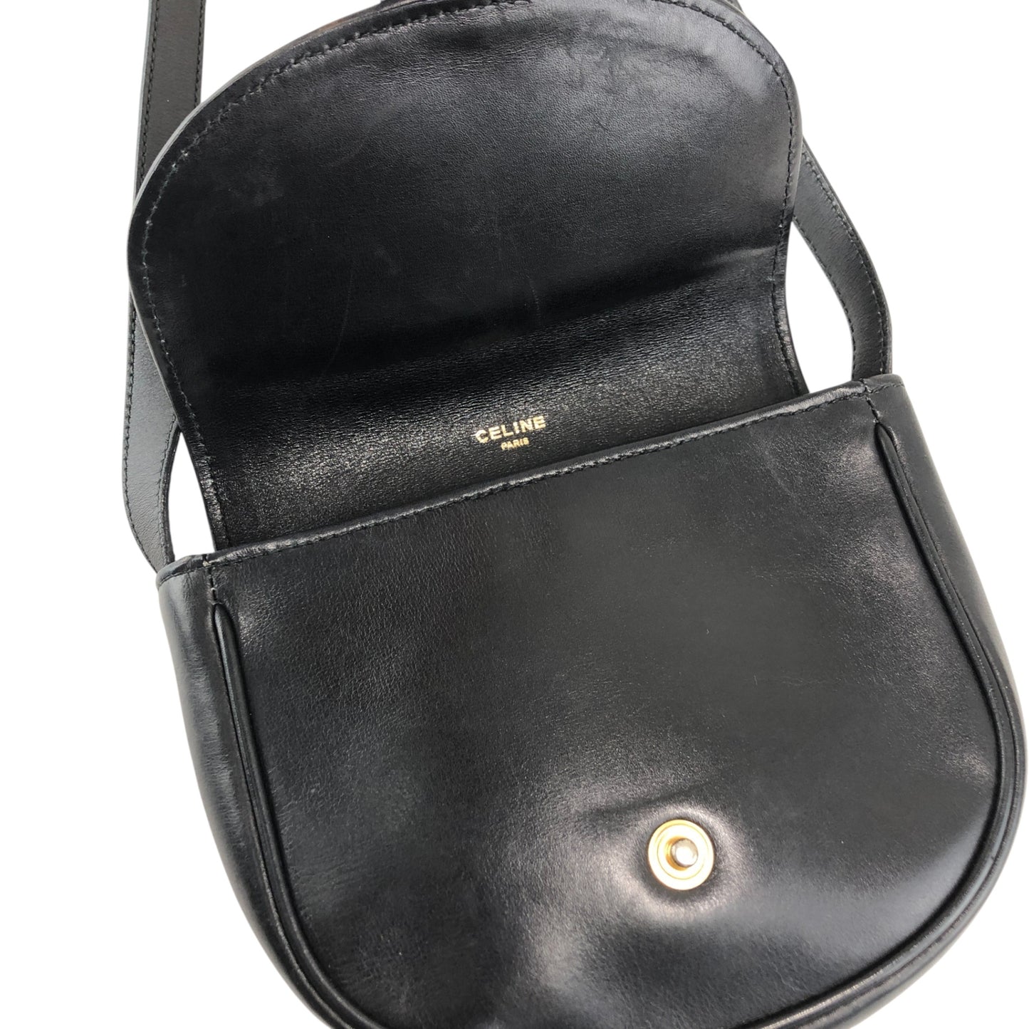 CELINE Triomphe Shoulder bag Black Vintage g3k6b3