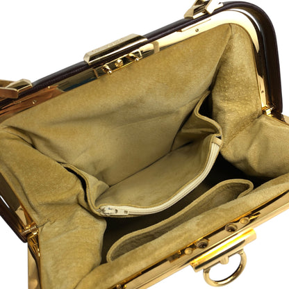 Christian Dior Gancini Metal Clasp Two-way Handbag Shoulder bag Brown Vintage pzns32