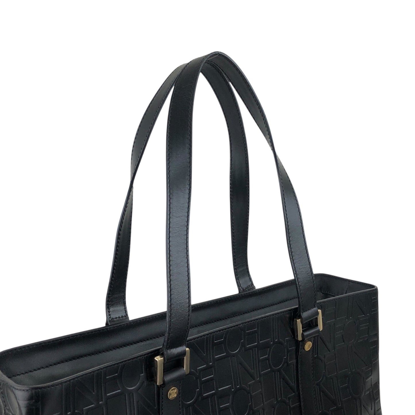 CELINE Logo Embossed Handbag Black Vintage za7ghz