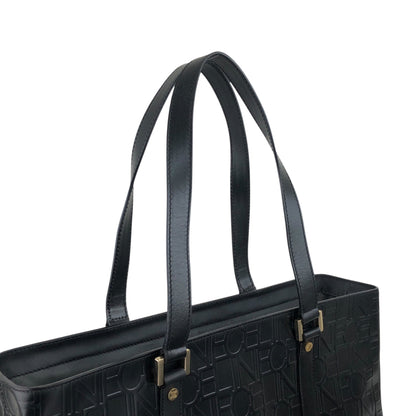CELINE Logo Embossed Handbag Black Vintage za7ghz