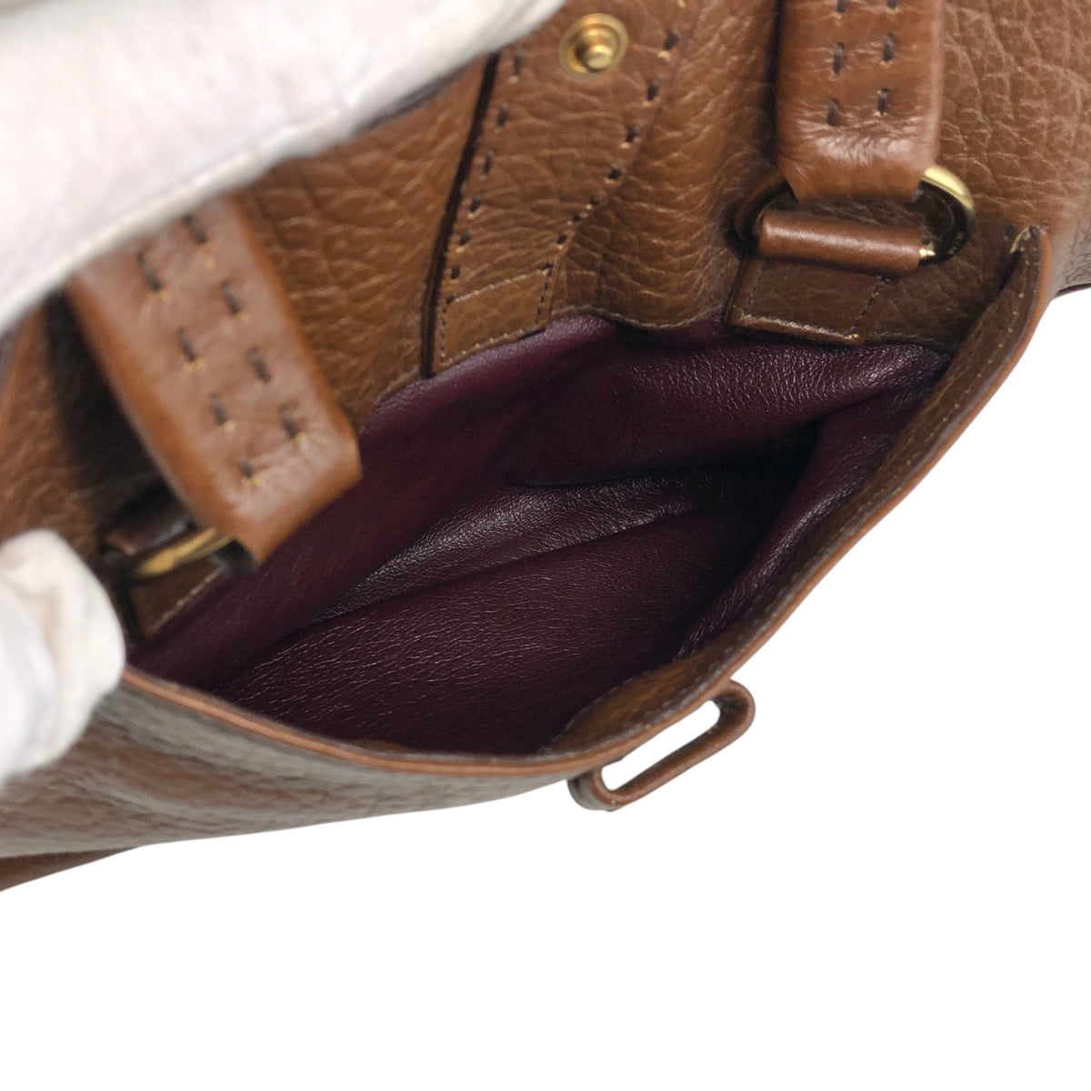 PRADA Triangle Logo Front Buckle Handbag Boston bag Brown Vintage v46bhc