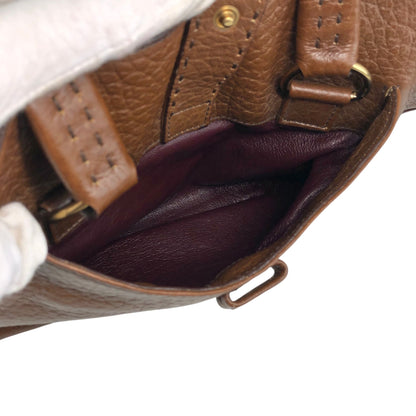 PRADA Triangle Logo Front Buckle Handbag Boston bag Brown Vintage v46bhc