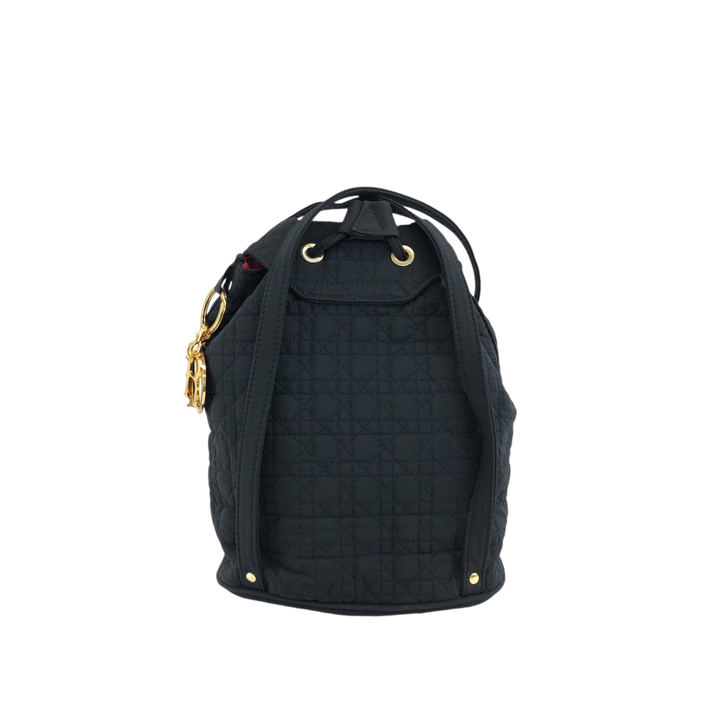 Christian Dior Cannage Logo Motif Charm Backpack Black Vintage 6kgvji