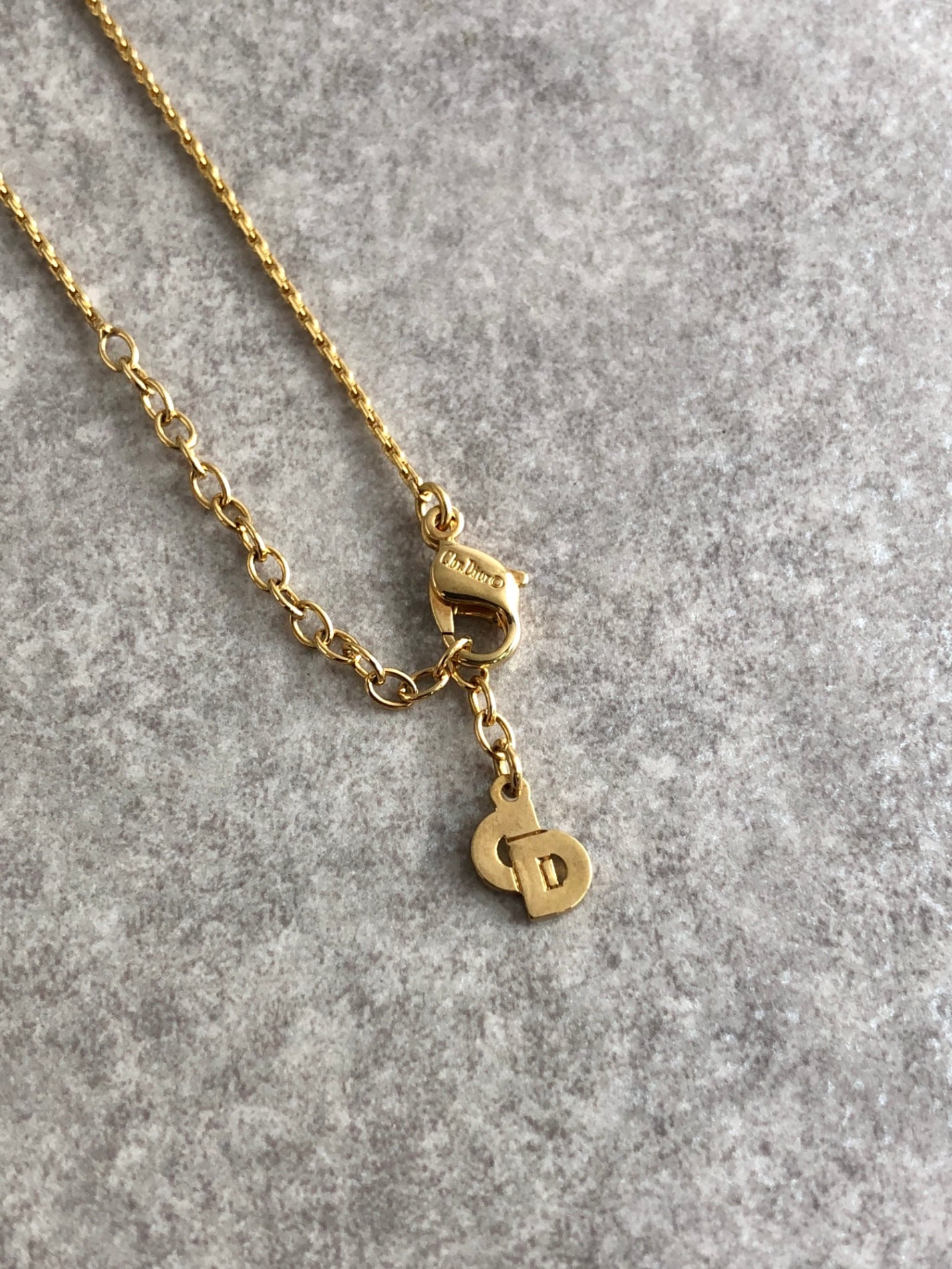 Christian Dior CD Logo Necklace Gold Vintage gf2h6j