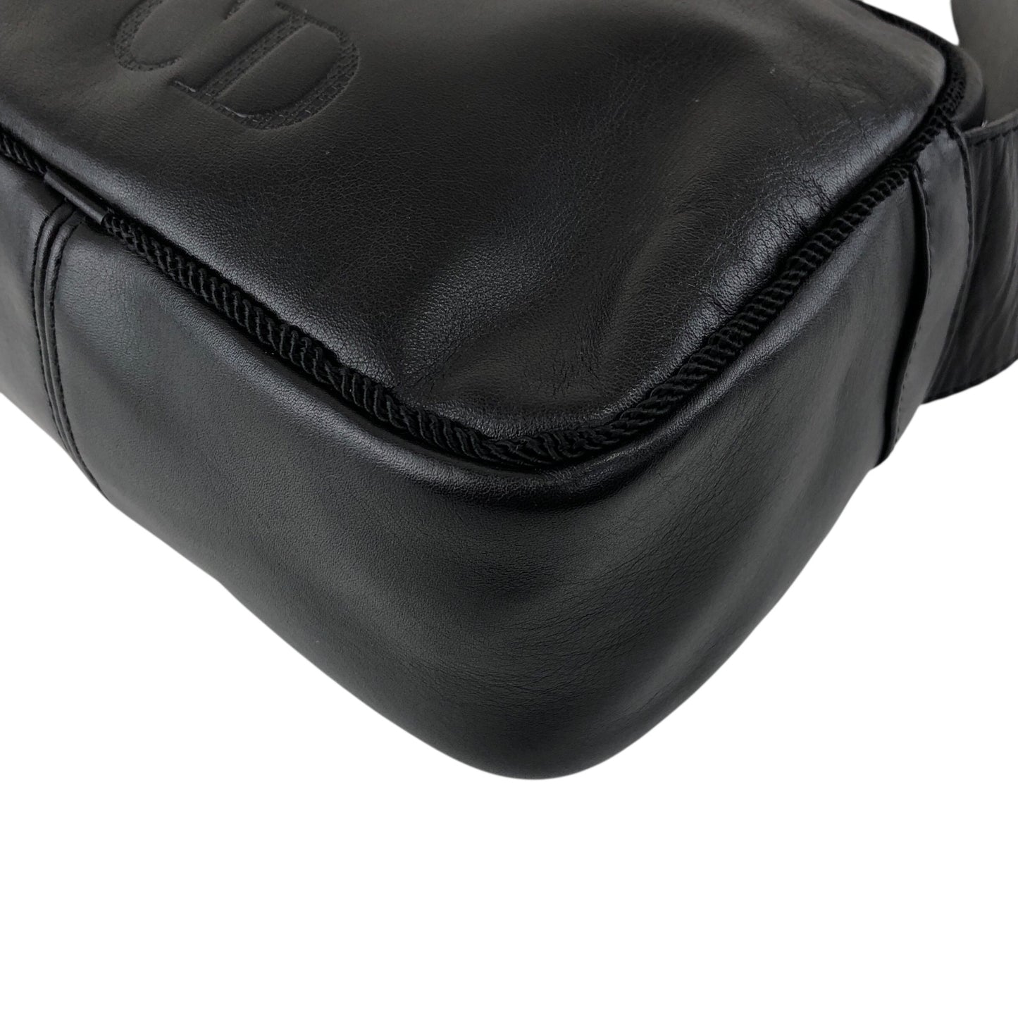 Christian Dior Logo Embossed Tassel Shoulder bag Black Vintage nvdfjx