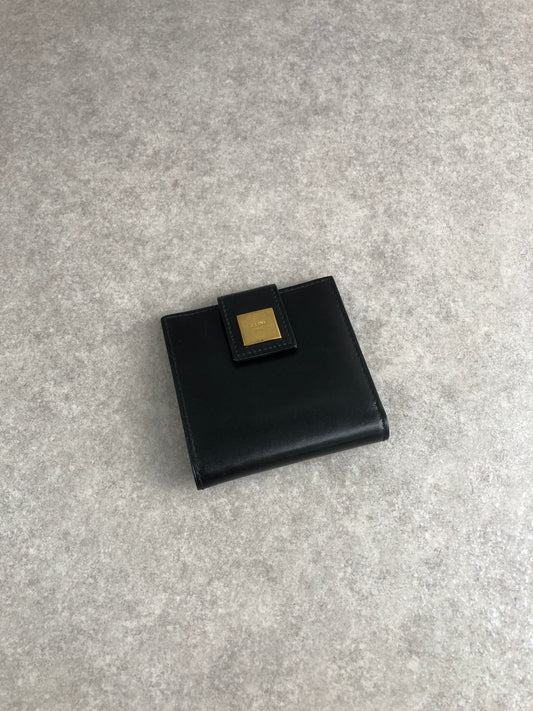 CELINE Logo Folded Wallet Black Vintage 8rd2s8
