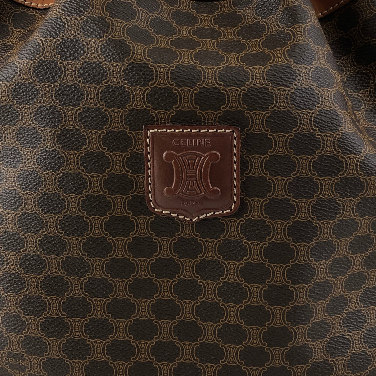 CELINE Macadam Blason Drawstring Shoulder bag Brown Vintage tc6d7e