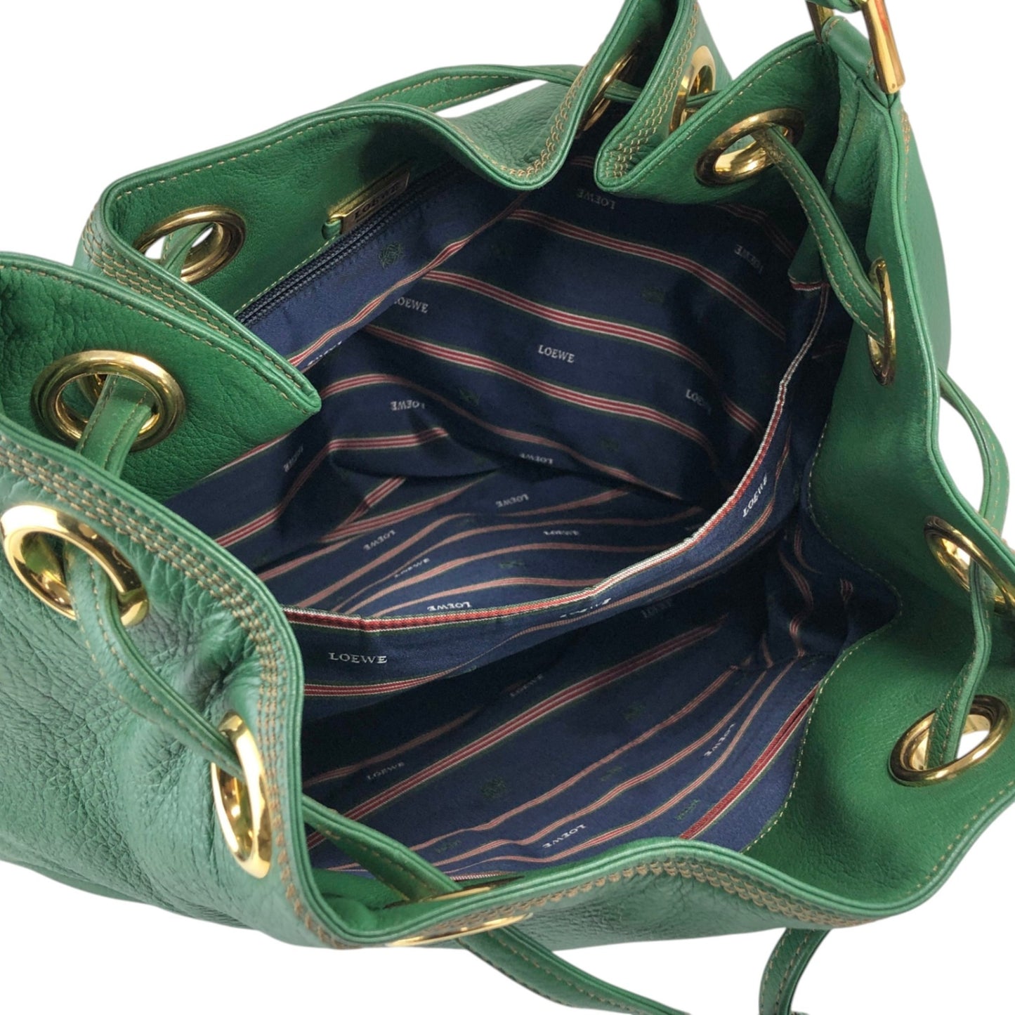LOEWE Anagram Drawstring Shoulder bag Green Vintage 4p76em