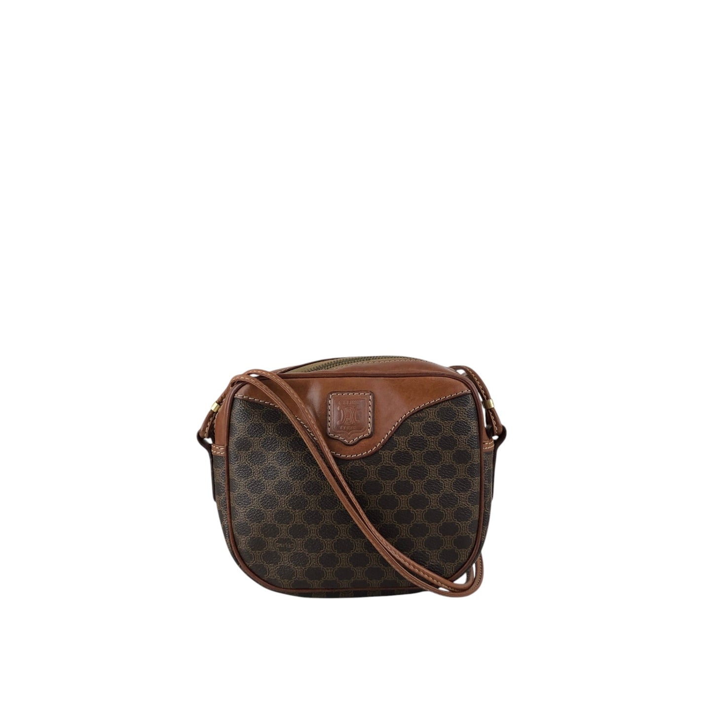 CELINE Macadam Blason Shoulder bag Brown Vintage y5kjmd