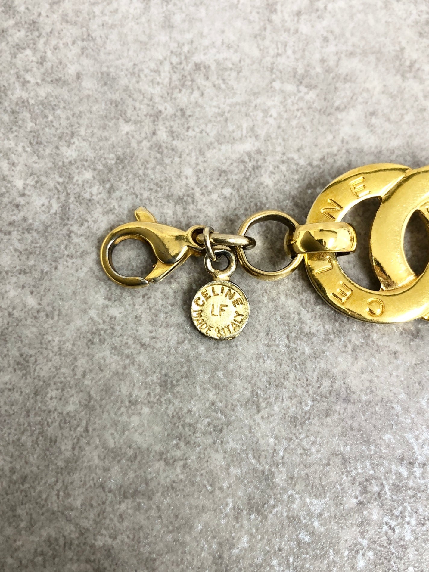 CELINE Double Circle Logo Bracelet Gold Vintage 8hk4ms