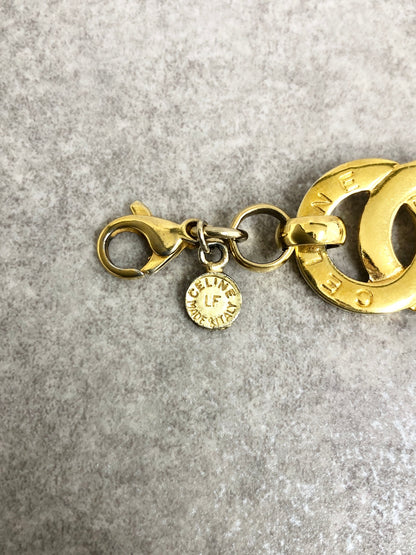 CELINE Double Circle Logo Bracelet Gold Vintage 8hk4ms