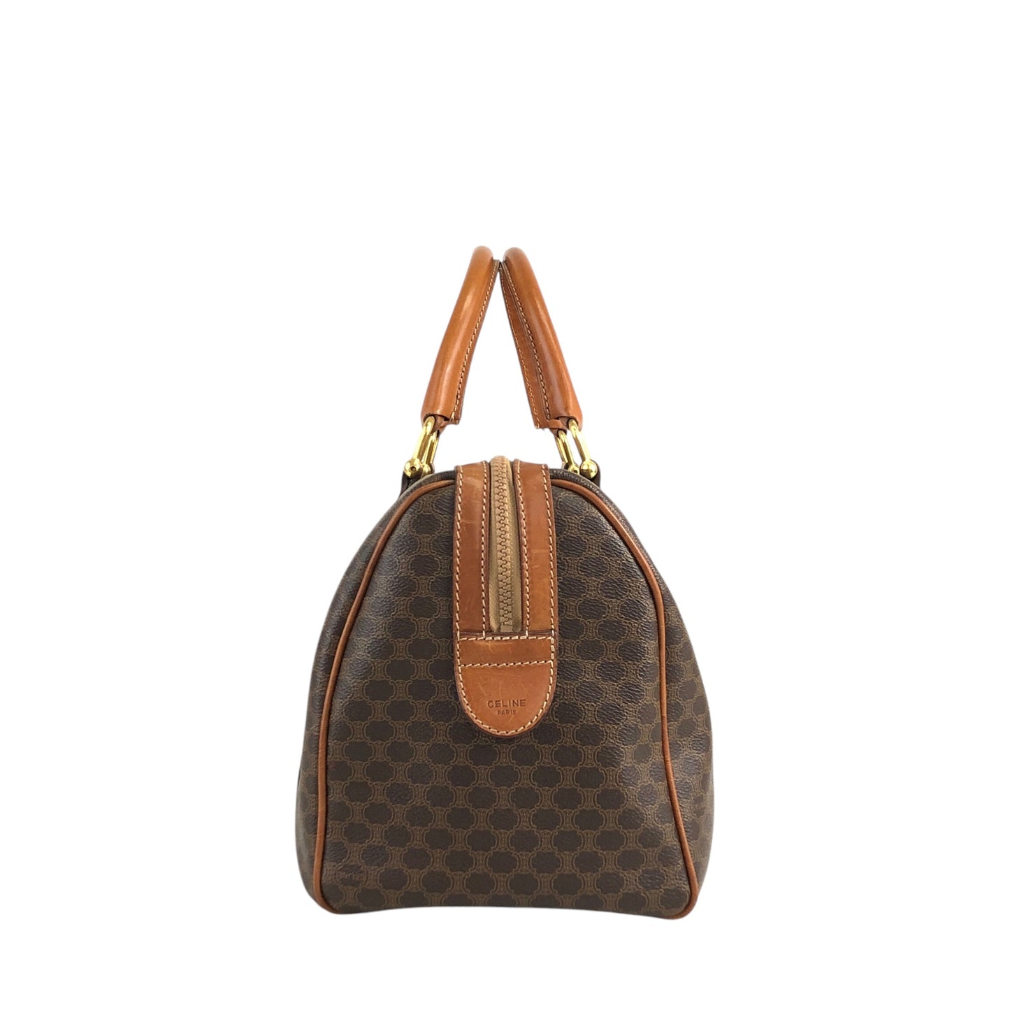 CELINE Macadam Blason Handbag Boston bag Brown Vintage hkkxdj
