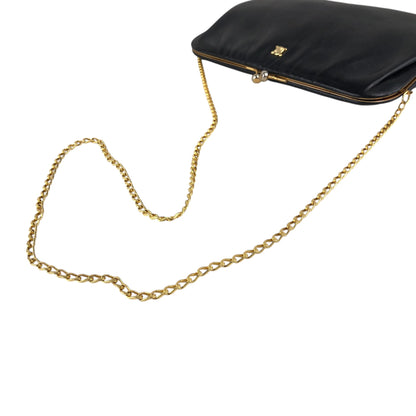 CELINE Blason Metal Clasp Chain Shoulder bag Black Vintage fsu5cp