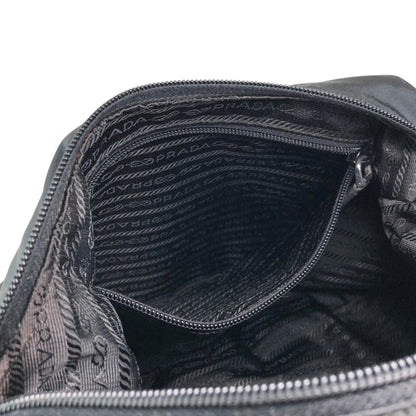 PRADA Tessuto Triangle Logo Front Pocket Shoulder bag Black Vintage 5ia535