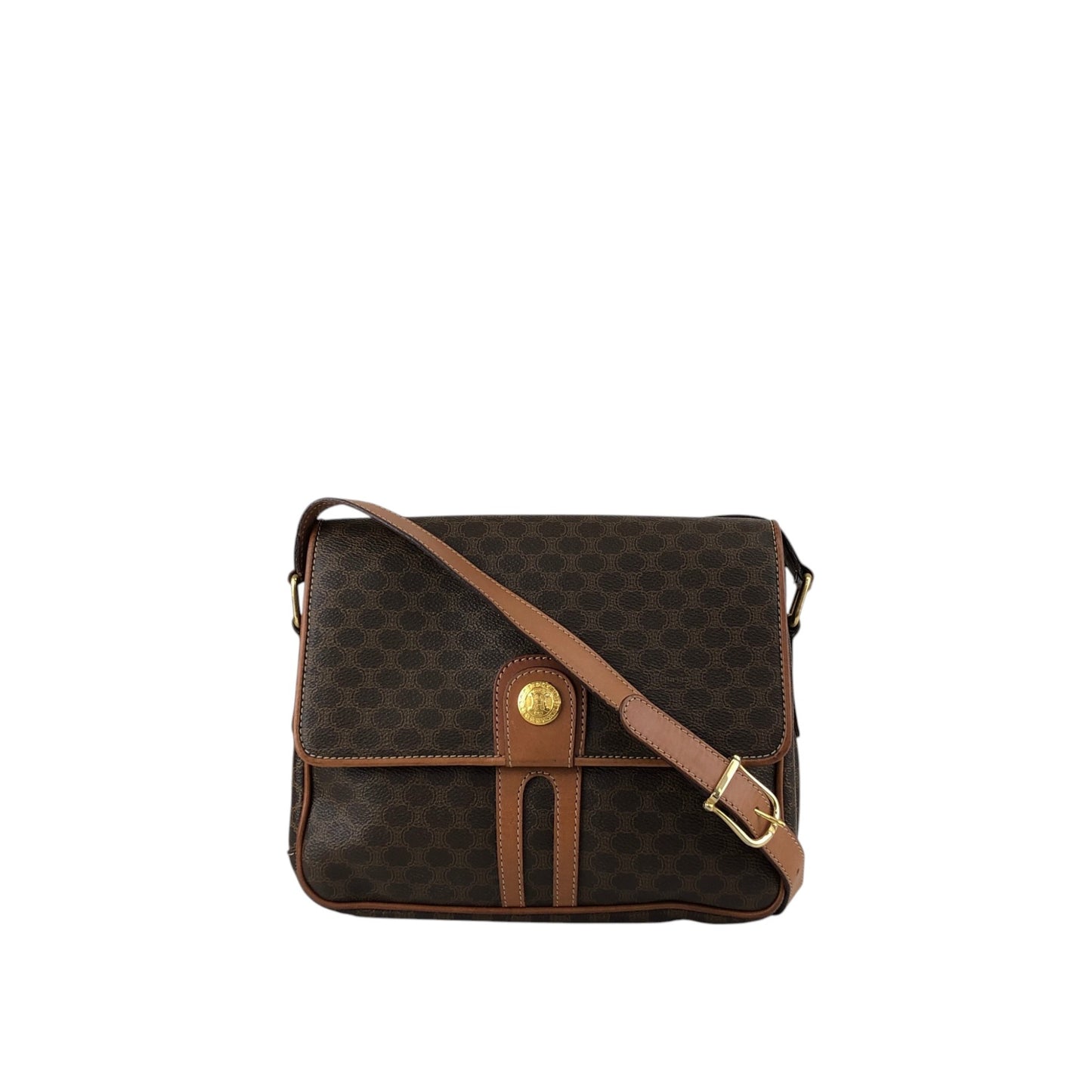 CELINE Macadam Triomphe Shoulder bag Brown Vintage a447fy