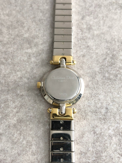 Christian Dior Logo Watch Silver×Gold Vintage pmuyyi