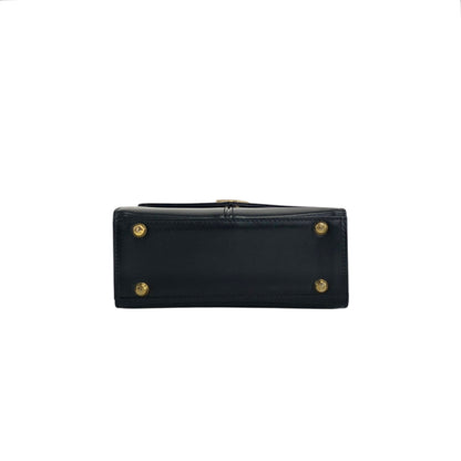 Yves Saint Laurent Logo Two-way Handbag Shoulder bag Black Vintage ktpth7