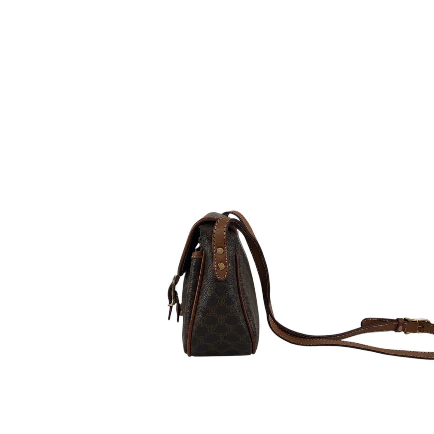 CELINE Macadam Front Buckle Shoulder bag Brown Vintage hkdpre