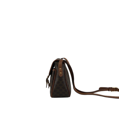CELINE Macadam Front Buckle Shoulder bag Brown Vintage hkdpre