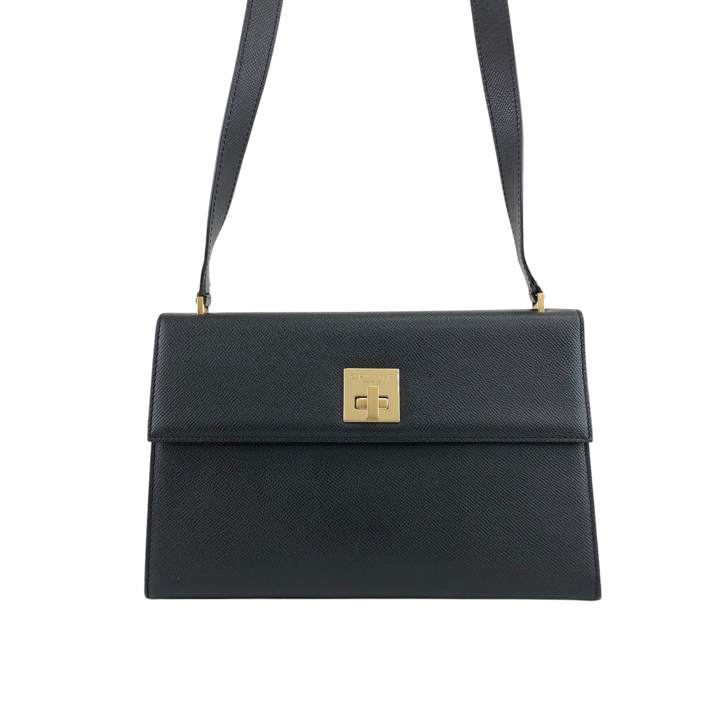 CELINE Turn Lock Shoulder bag Black Vintage ni6cxe