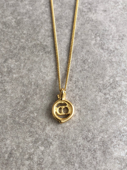 Christian Dior CD Logo Necklace Gold Vintage m7fwud