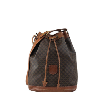 CELINE Macadam Blason Drawstring Shoulder bag Brown Vintage jpnyxd