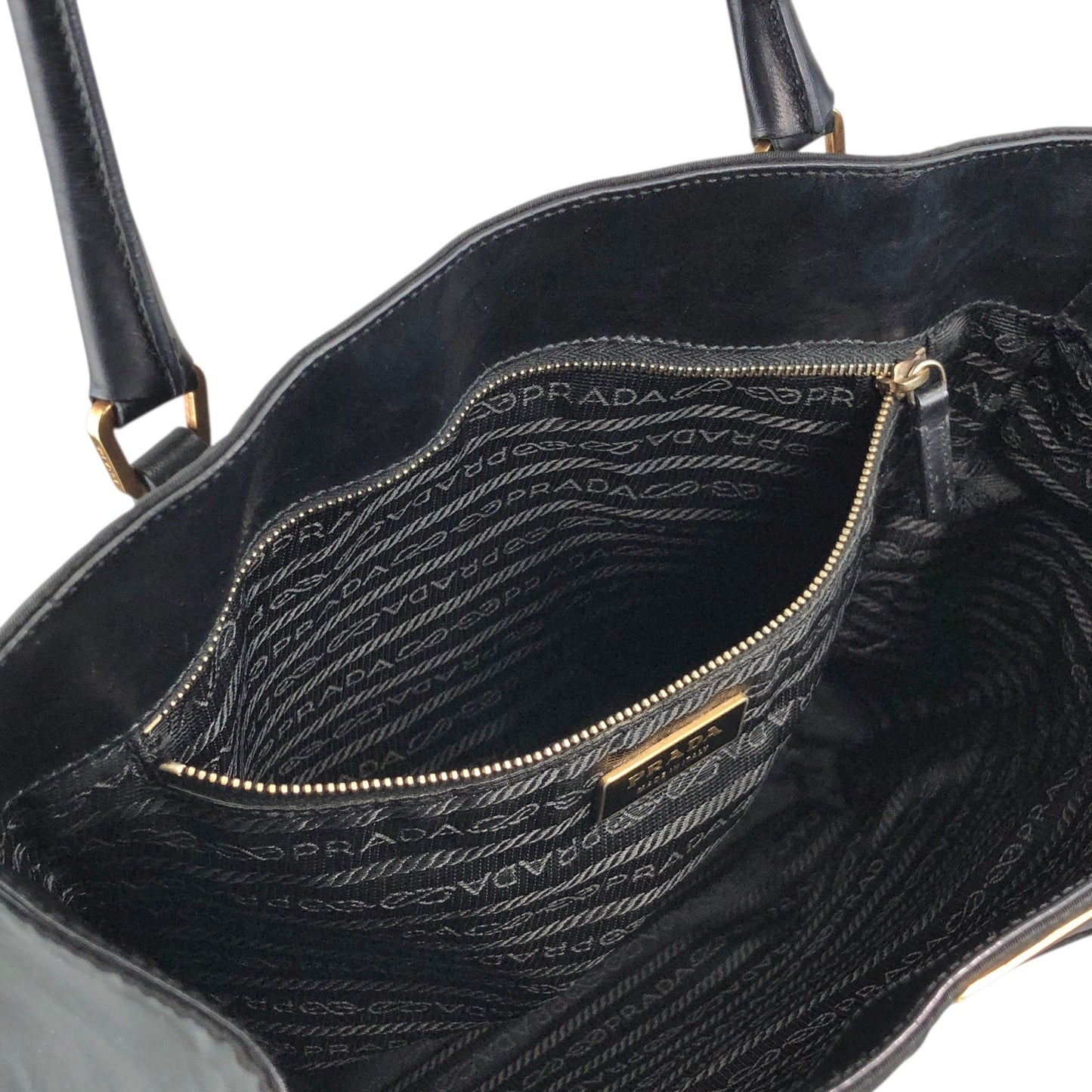 PRADA Tessuto Triangle Logo Totebag Black Vintage w67g35